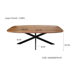 Livingfurn - Eetkamertafel Jesper Danish Oval 180cm - Mangohout / Gecoat Staal
