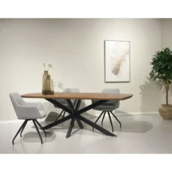Livingfurn - Eetkamertafel Jesper Danish Oval 180cm - Mangohout / Gecoat Staal