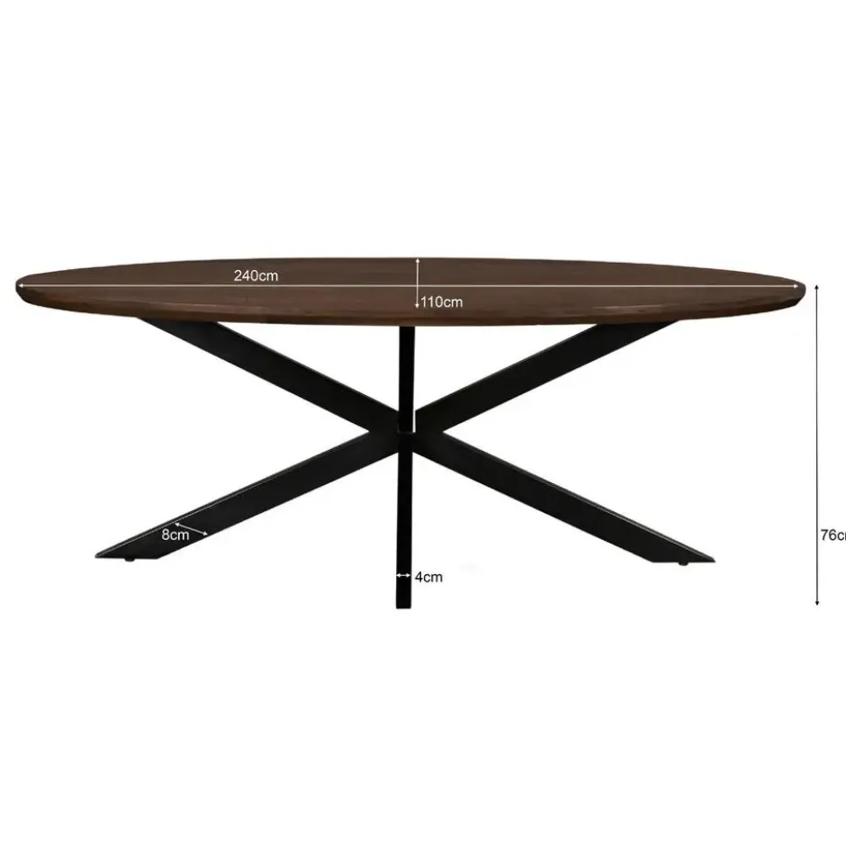 Livingfurn - Eetkamertafel Jesper Oval Brown - 240x110x76 cm - Mangohout
