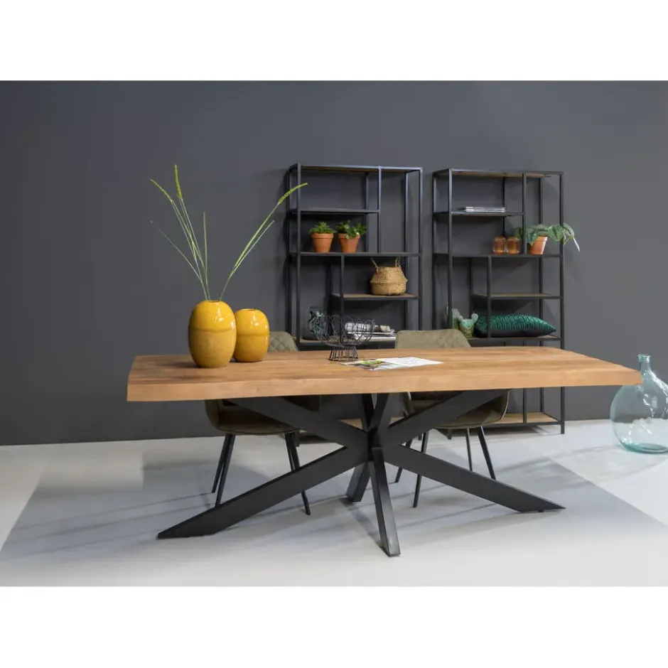 Livingfurn - Eetkamertafel Nairobi Tree Top Spider 220cm - Mangohout - Bruin