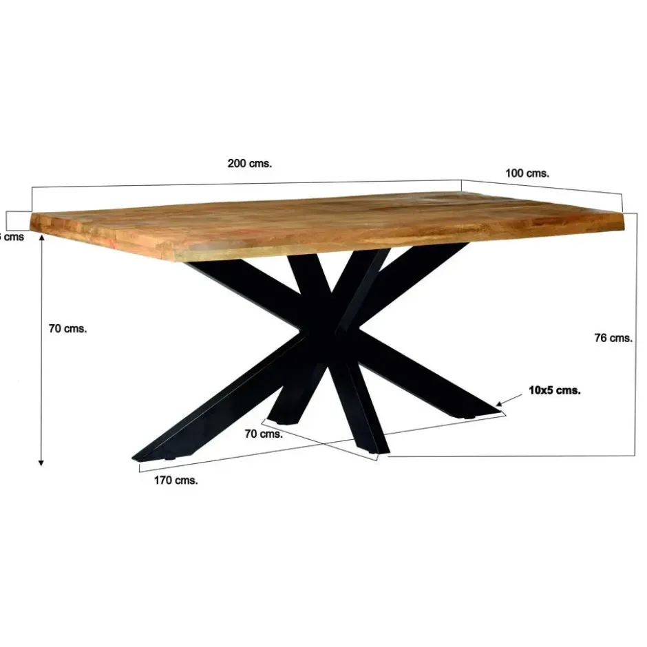 Livingfurn - Eetkamertafel Nairobi Tree Top Spider 180cm - Mangohout - Bruin