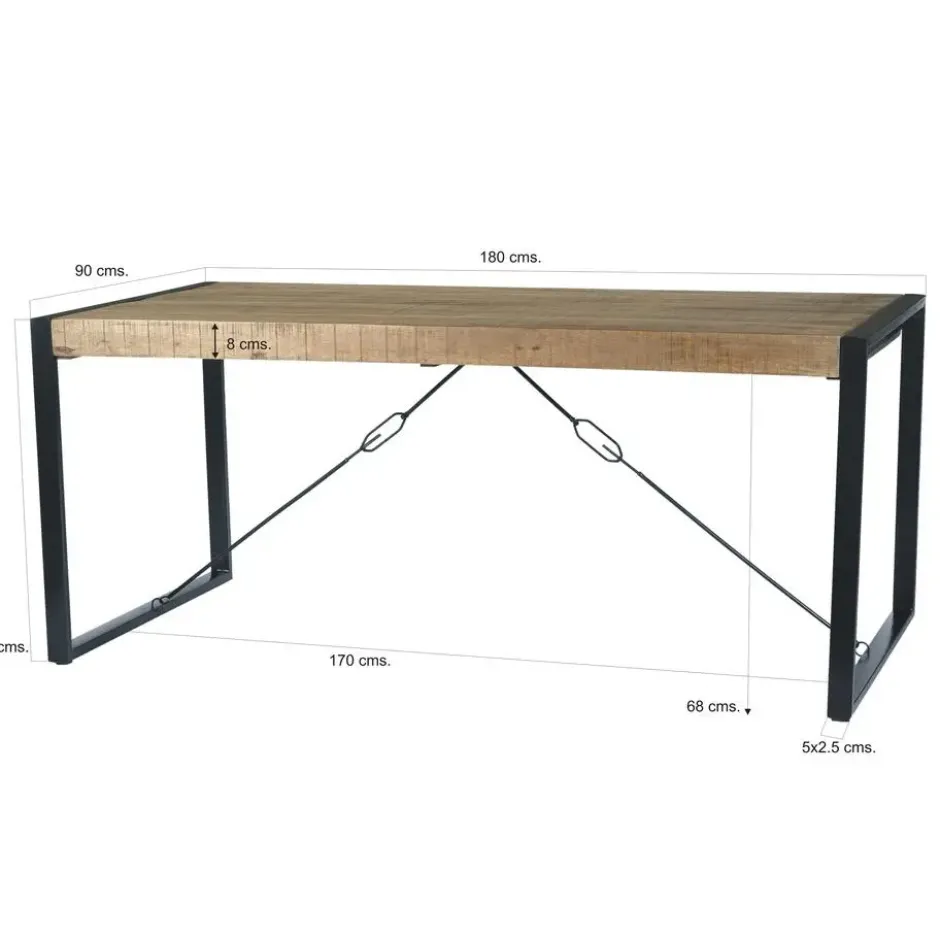Livingfurn - Eetkamertafel Nairobi - U-Poten - Mangohout - 180x90 cm