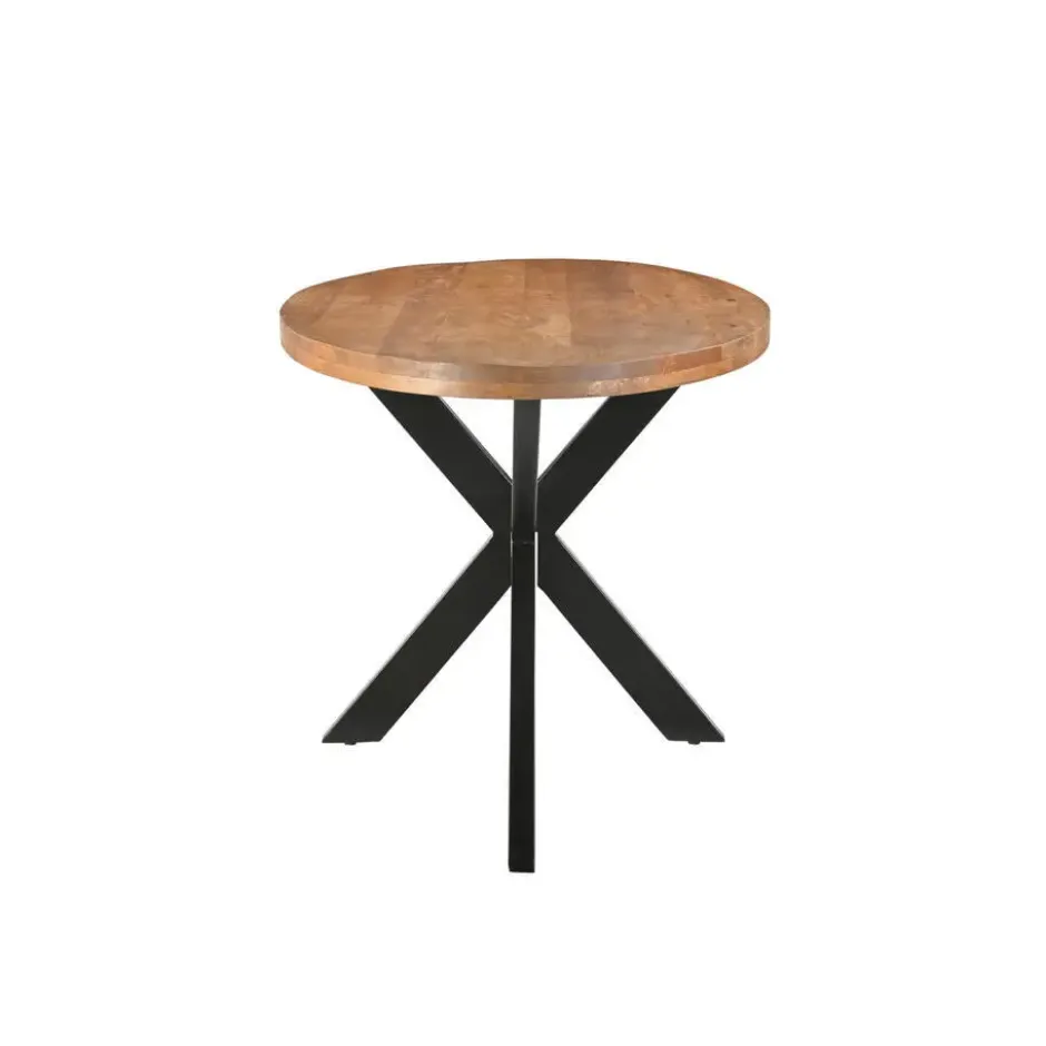 Livingfurn - Eetkamertafel Rocky Oval 160 cm - Mangohout / Gecoat Staal