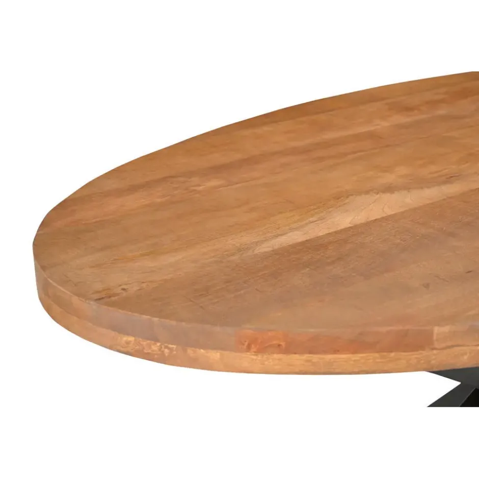Livingfurn - Eetkamertafel Rocky Oval 160 cm - Mangohout / Gecoat Staal