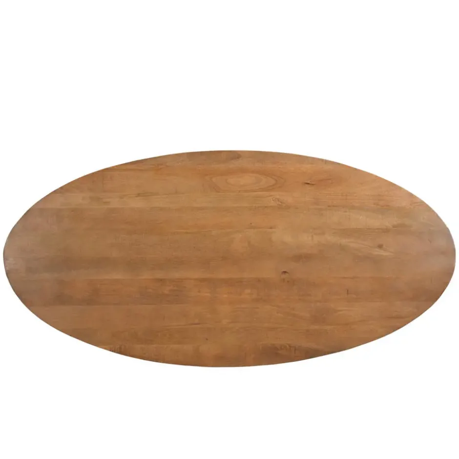 Livingfurn - Eetkamertafel Rocky Oval 240 cm - Mangohout / Gecoat Staal