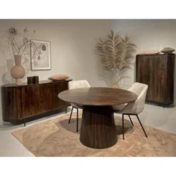 Livingfurn - Eetkamertafel Salvator Walnut 130cm - Mangohout