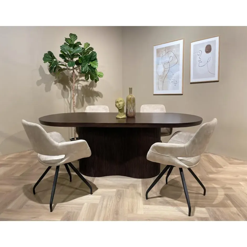 Livingfurn - Eetkamertafel Sevilla Brown 250cm - Mangohout