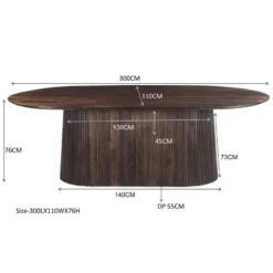 Livingfurn Eettafel Salvator Walnoot 300cm Mangohout Ovaal
