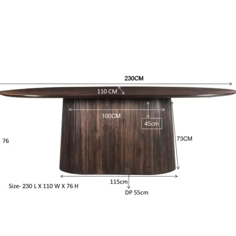 Livingfurn Eettafel Salvator Walnoot 230cm Mangohout Ovaal