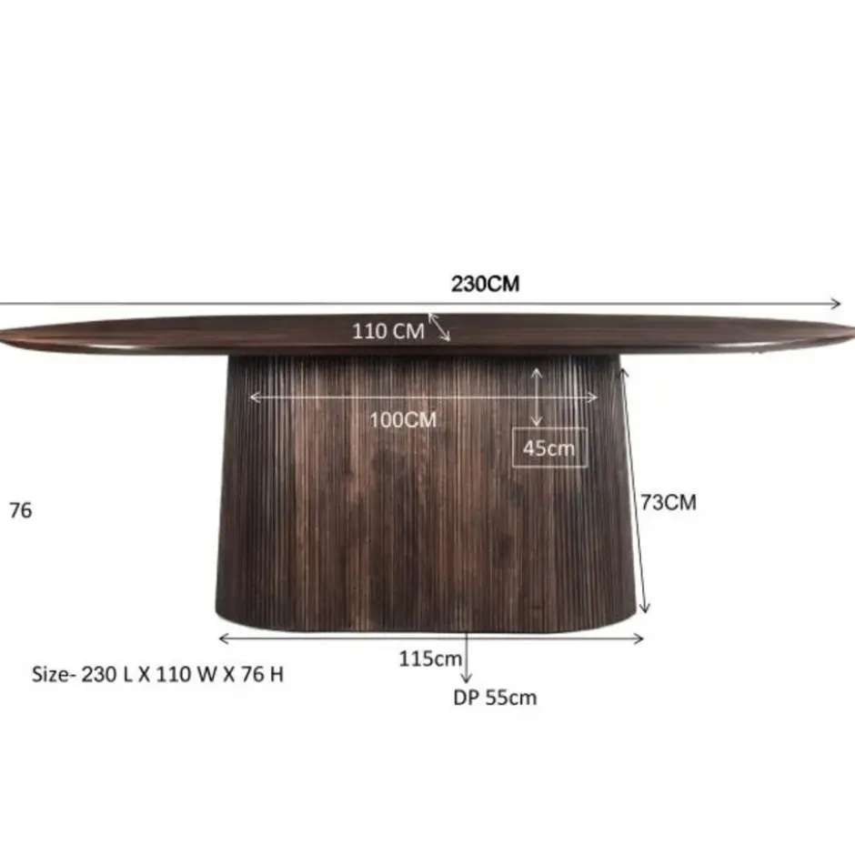Livingfurn Eettafel Salvator Walnoot 230cm Mangohout Ovaal
