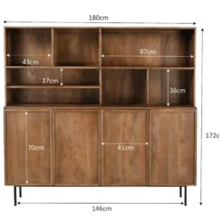 Livingfurn - Kabinetkast Elan - 180x150x45 cm - Mangohout