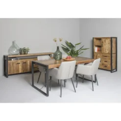 Livingfurn - Kabinetkast Nairobi - 43x100x150 - Mangohout en Gecoat Staal