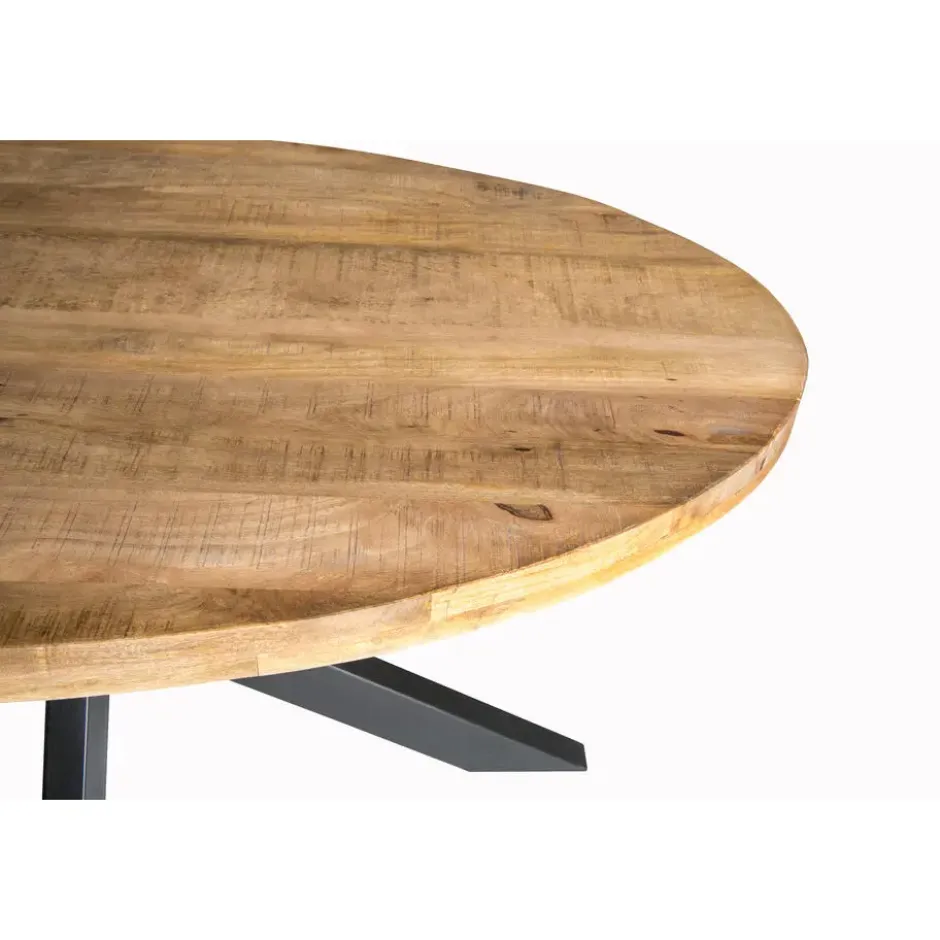 LivingFurn - Ovale Eetkamertafel Mangohout - Eettafel -160cm - Bruin