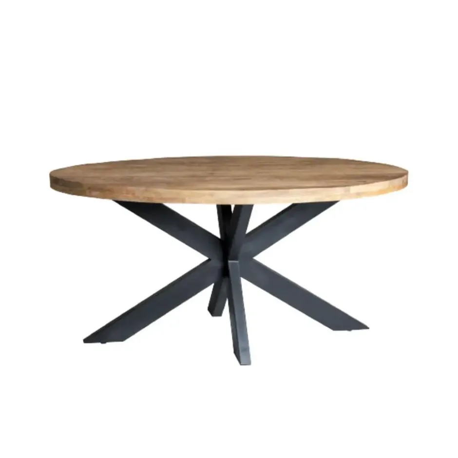 LivingFurn - Ovale Eetkamertafel Mangohout - Eettafel -160cm - Bruin