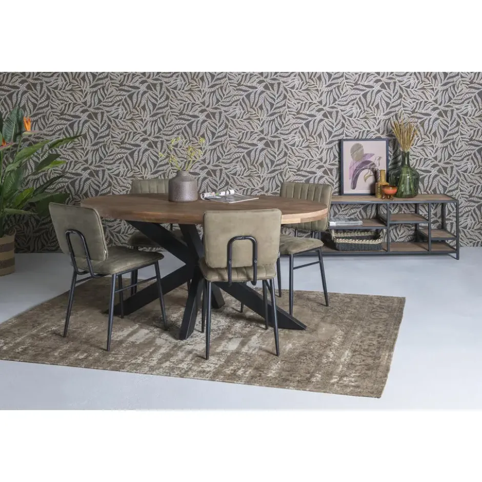 LivingFurn - Ovale Eetkamertafel Mangohout - Eettafel -160cm - Bruin