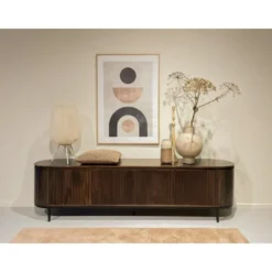 Livingfurn - TV Meubel Noor Walnut 210cm - Mangohout / Gecoat Staal