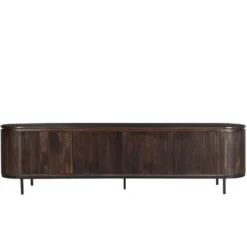 Livingfurn - TV Meubel Noor Walnut 210cm - Mangohout / Gecoat Staal