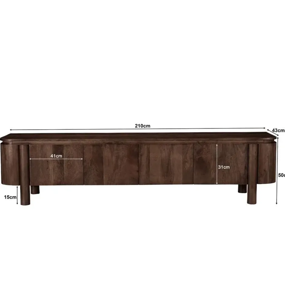Livingfurn - Tv-meubel - Salano Brown 210 cm - Bruin