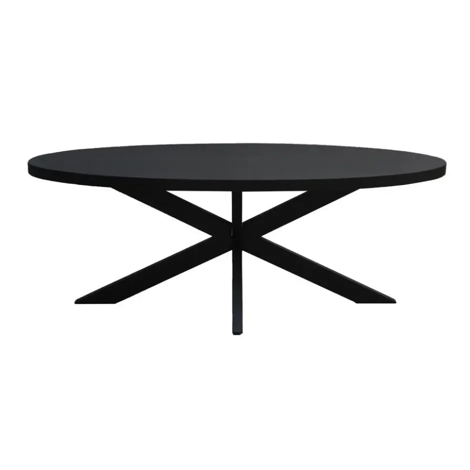 Livingfurn - Zwart Ovale Eetkamertafel - - Mango Hout - 240 cm