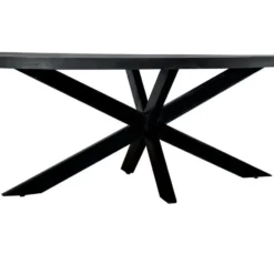 Livingfurn - Zwart Ovale Eetkamertafel - - Mango Hout - 240 cm
