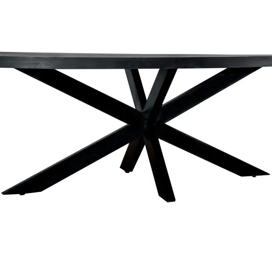 Livingfurn - Zwart Ovale Eetkamertafel - - Mango Hout - 240 cm