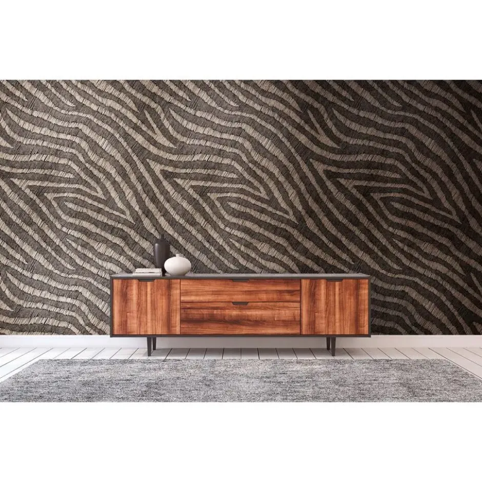 Livingwalls fotobehang zebra print bruin en beige - 159 x 280 cm