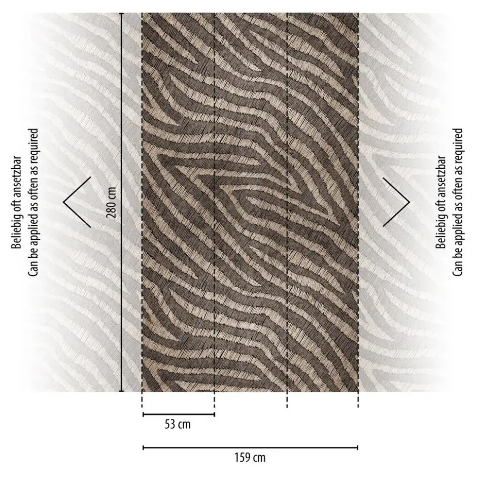 Livingwalls fotobehang zebra print bruin en beige - 159 x 280 cm