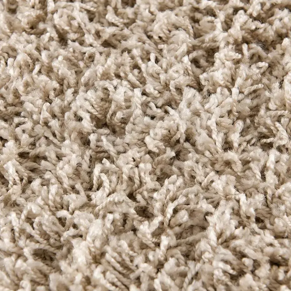 Loca Shaggy Rond Vloerkleed Hoogpolig Beige - 150 CM Ø