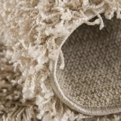 Loca Shaggy Rond Vloerkleed Hoogpolig Beige - 150 CM Ø