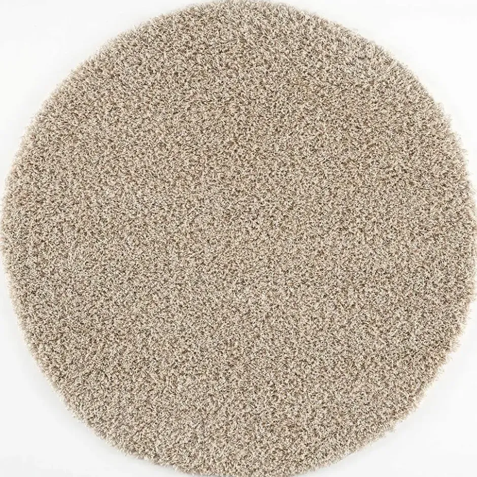 Loca Shaggy Rond Vloerkleed Hoogpolig Beige - 150 CM Ø