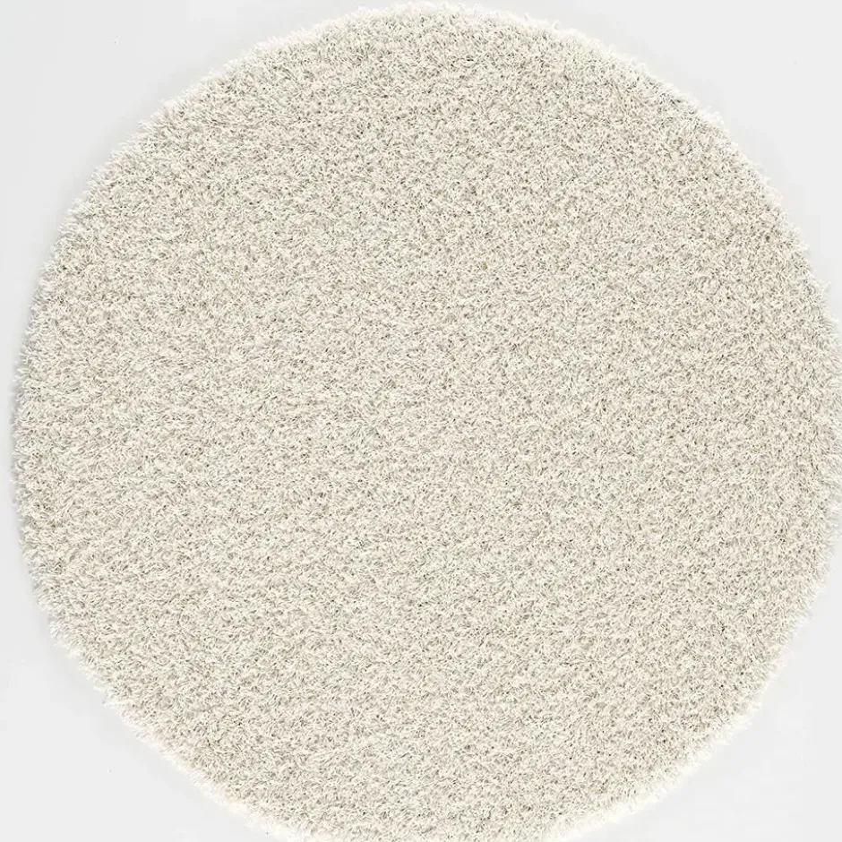 Loca Shaggy Rond Vloerkleed Hoogpolig Creme - 200 CM Ø