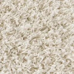 Loca Shaggy Rond Vloerkleed Hoogpolig Creme - 200 CM Ø