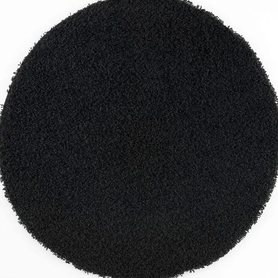 Loca Shaggy Rond Vloerkleed Hoogpolig Zwart - 150 CM Ø