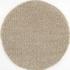 Loca Shaggy Rond Vloerkleed Hoogpolig Beige - 120 CM Ø