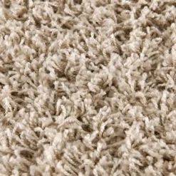 Loca Shaggy Rond Vloerkleed Hoogpolig Beige - 120 CM Ø