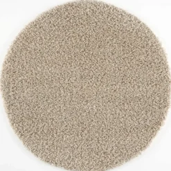 Loca Shaggy Rond Vloerkleed Hoogpolig Beige - 120 CM Ø