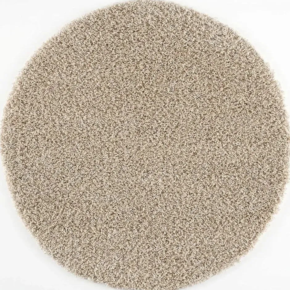 Loca Shaggy Rond Vloerkleed Hoogpolig Beige - 120 CM Ø