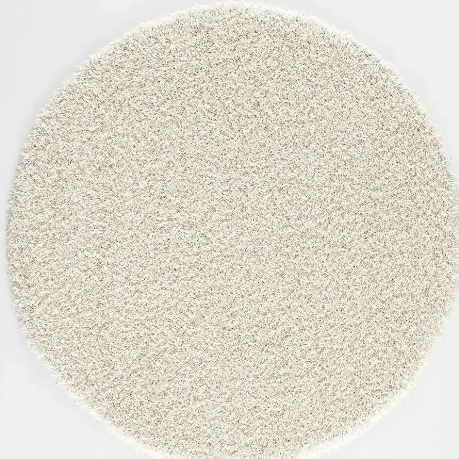 Loca Shaggy Rond Vloerkleed Hoogpolig Creme - 120 CM Ø
