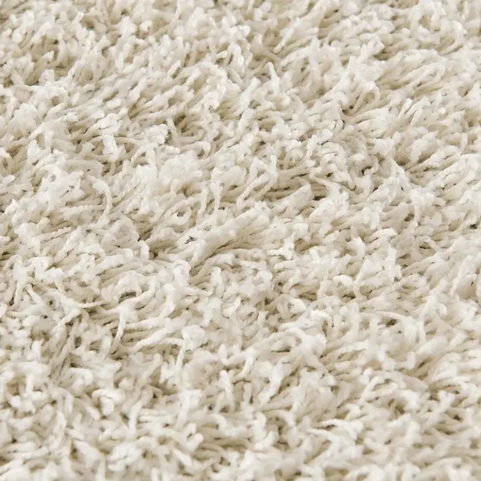 Loca Shaggy Rond Vloerkleed Hoogpolig Creme - 120 CM Ø