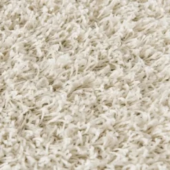 Loca Shaggy Rond Vloerkleed Hoogpolig Creme - 120 CM Ø