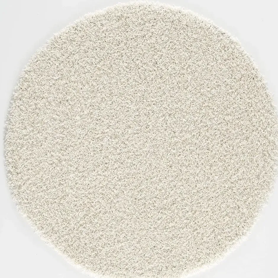 Loca Shaggy Rond Vloerkleed Hoogpolig Creme - 120 CM Ø