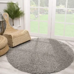 Loca Shaggy Rond Vloerkleed Hoogpolig Lichtgrijs - 150 CM Ø