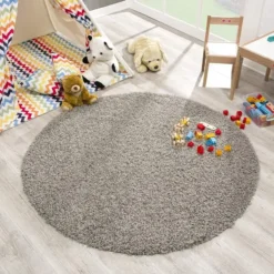 Loca Shaggy Rond Vloerkleed Hoogpolig Lichtgrijs - 200 CM Ø