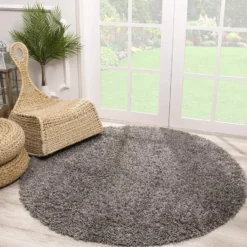 Loca Shaggy Rond Vloerkleed Hoogpolig Grijs - 240 CM Ø