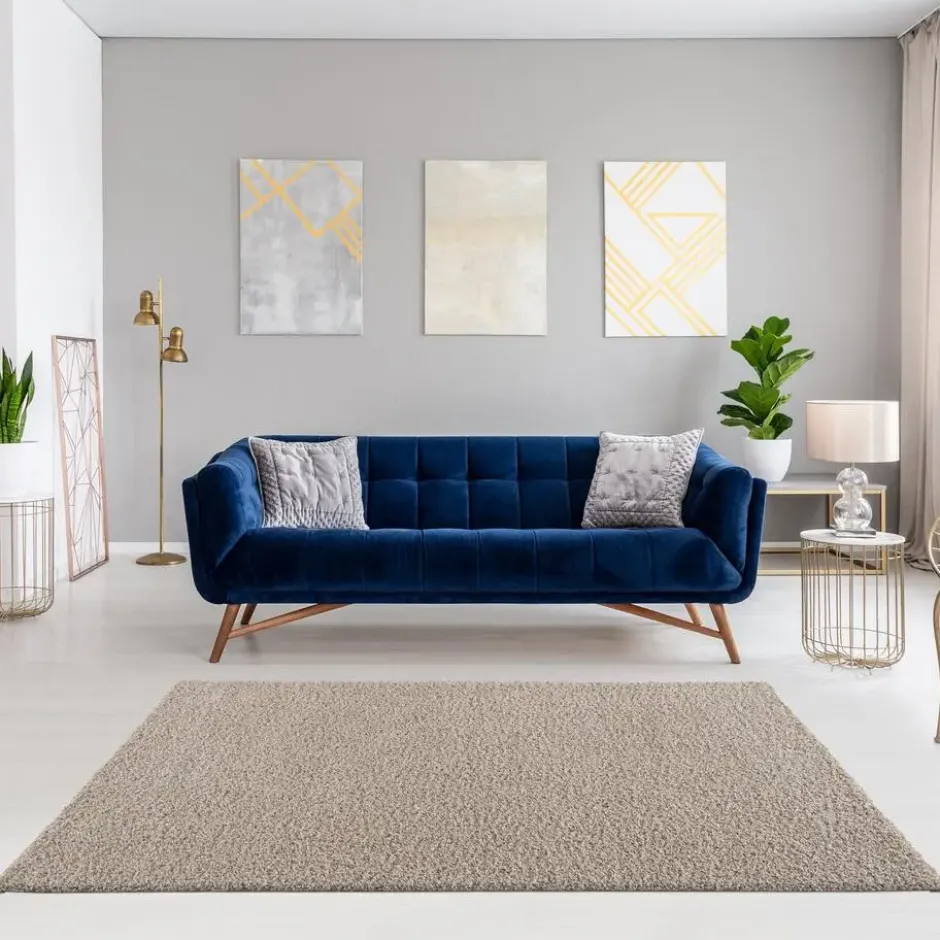 Loca Shaggy Vierkant Vloerkleed Hoogpolig Beige - 200x200 CM