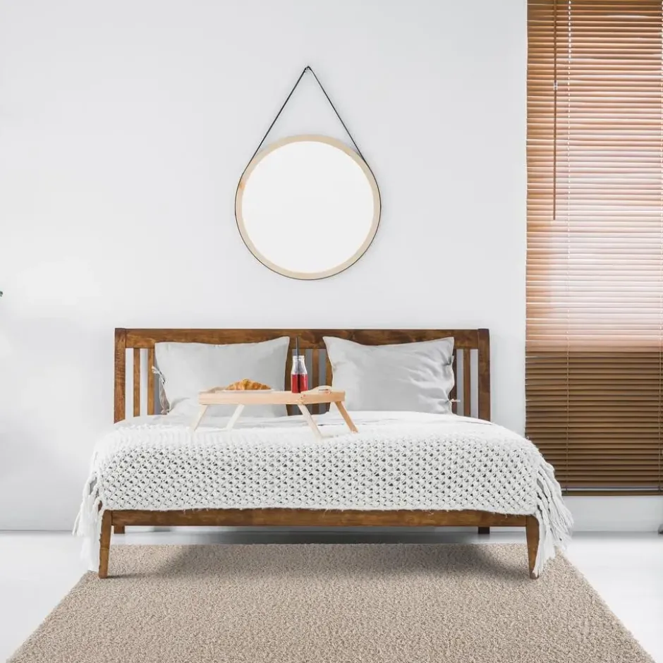 Loca Shaggy Vierkant Vloerkleed Hoogpolig Beige - 300x300 CM