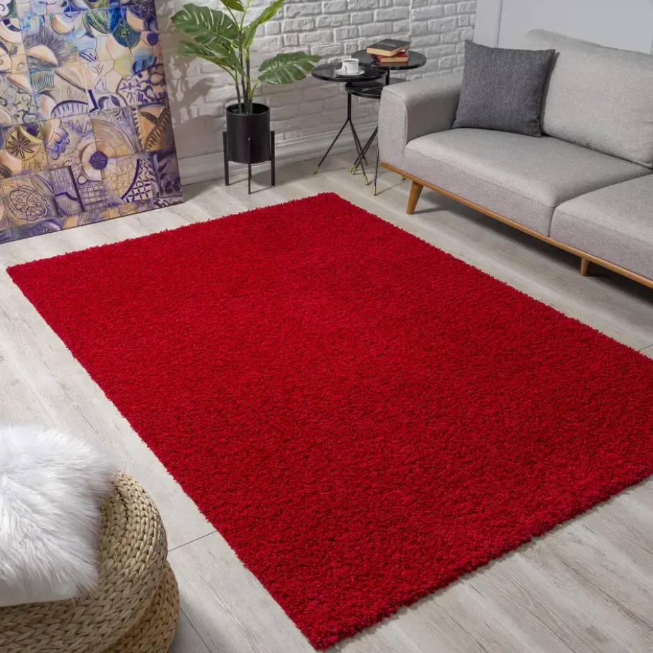 Loca Shaggy Vloerkleed Hoogpolig Rood - 140x200 CM