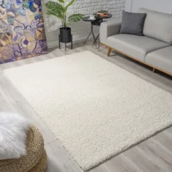 Loca Shaggy Vloerkleed Hoogpolig Creme - 120x170 CM