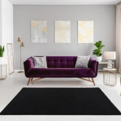 Loca Shaggy Vloerkleed Hoogpolig Zwart - 240x340 CM