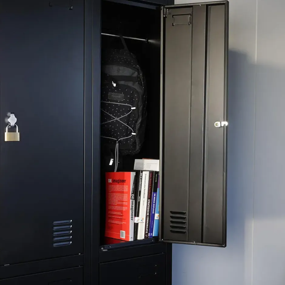Lockerkast Zwart - 90x185 cm - 6 lockers